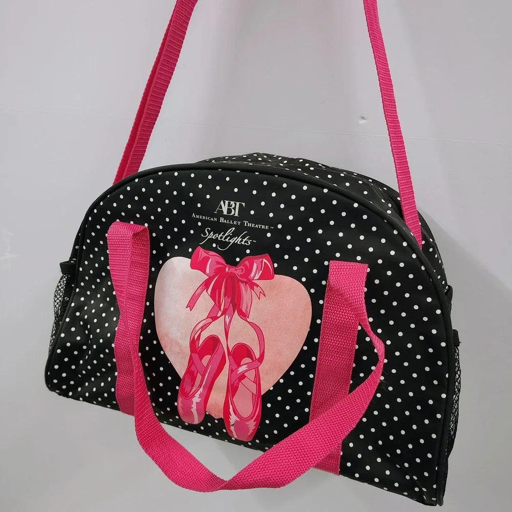 American Ballet Theatre ABT Spotlights Dance Duffle Bag Polka Dot Pink Black